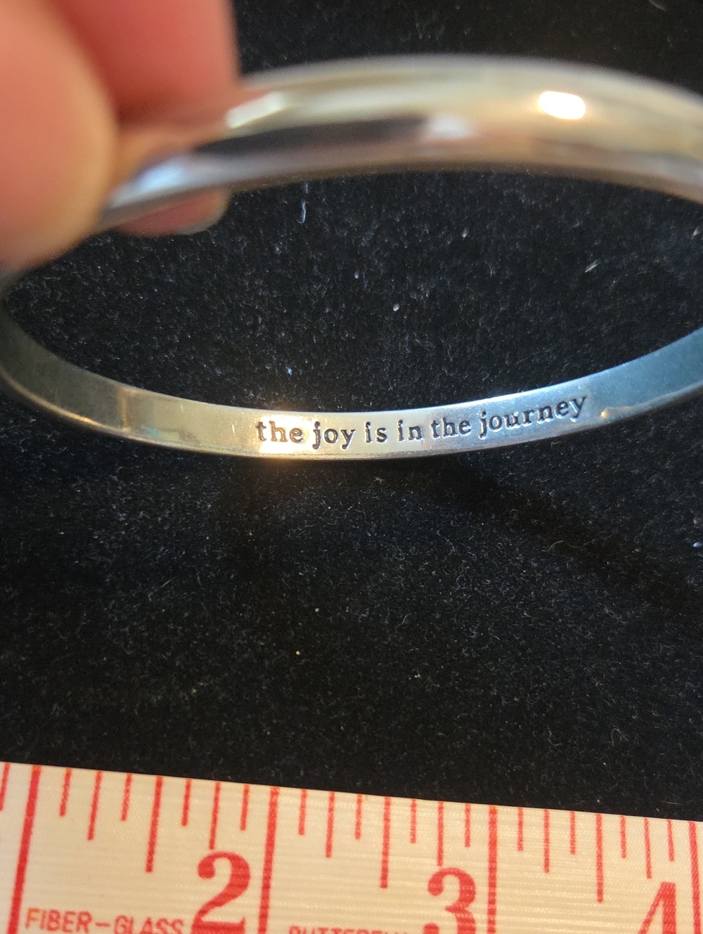 Classic Silver Tone Metal Bangle Bracelet With Inscription - Picture 3 of 3